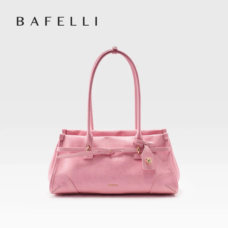 Bafelli Saffiano Leather Crossbody Tote with Chain Strap