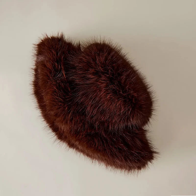 Faux Fur Bucket Hat Hot Warm Imitation Fur Thickened Autumn Winter hat Personality Fishermen Hats for women Bracer Plush hat겨울모자