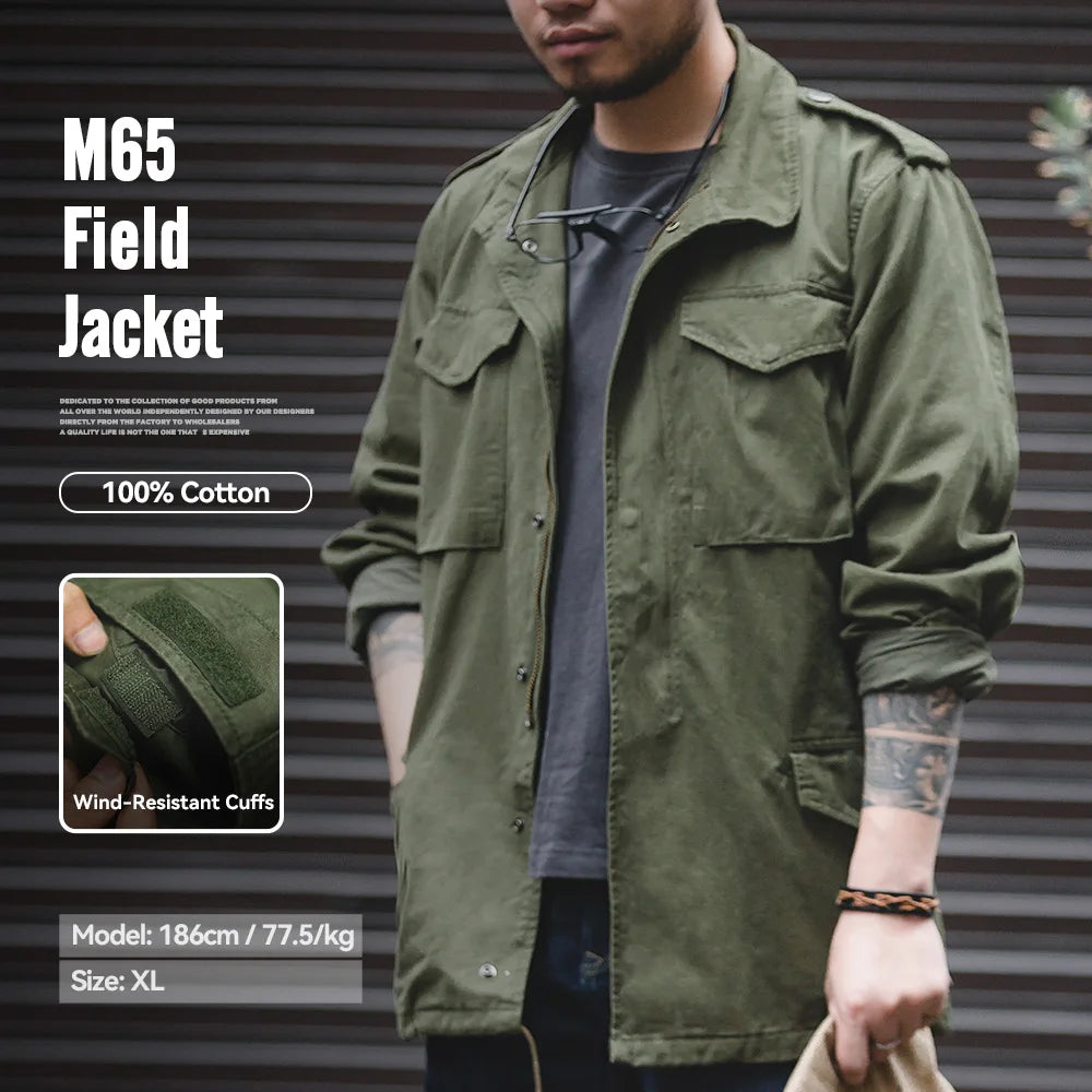 Maden Retro M65 Field Jacket – Men's Green Cotton Windbreaker