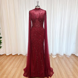 Luxury Beaded Mermaid Evening Gown | Cape Sleeve