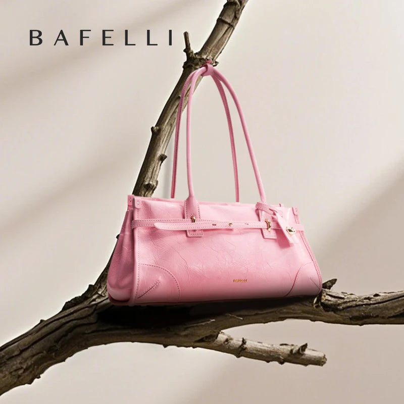 Bafelli Saffiano Leather Crossbody Tote with Chain Strap