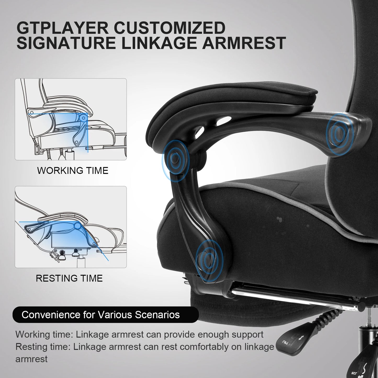 GTPLAYER Gaming Chair with Footrest & Lumbar Support