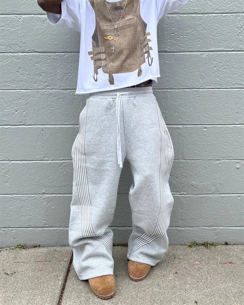 Retro Striped Wide-Leg Streetwear Pants