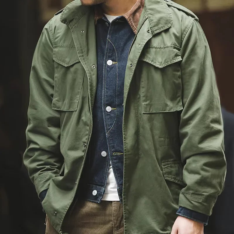 Maden Retro M65 Field Jacket – Men's Green Cotton Windbreaker