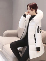 Elegant Fur-Collar Hooded Parka