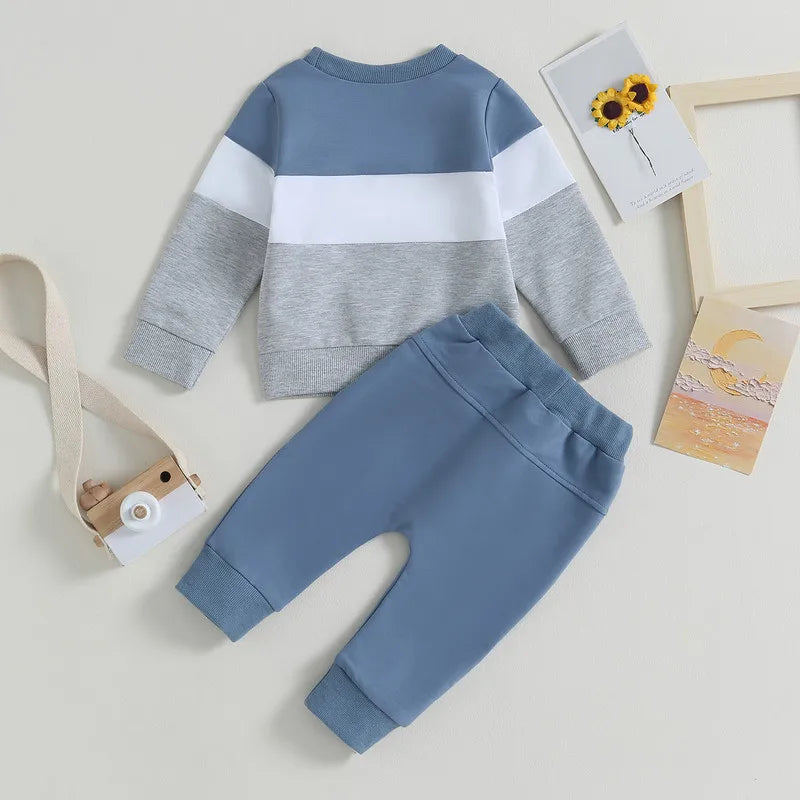 RUEWEY Baby Boy 2-Piece Autumn Sweatshirt & Jogger Set