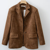 2025 Fall / Autumn Winter New Women Fashion Suede Basic Jacket Basic Blazer