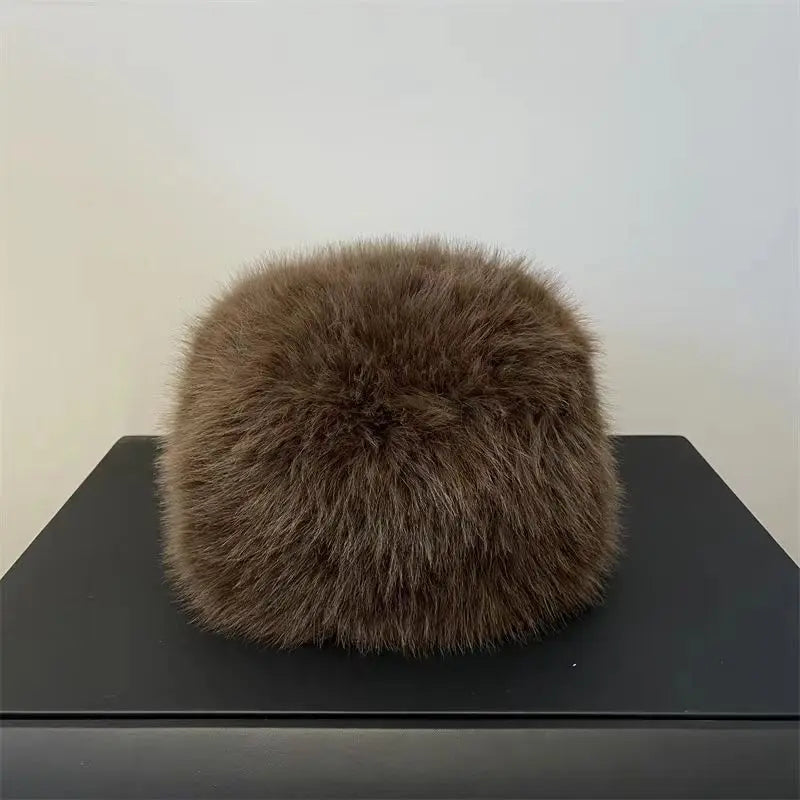 Faux Fur Hat for women for Winter leopard print hat Thickened Russian warm hat women Personality mongolian hat Fishermen Hat