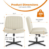 JHK Armless Wide Swivel Chair – Cross-Legged Comfort Seat