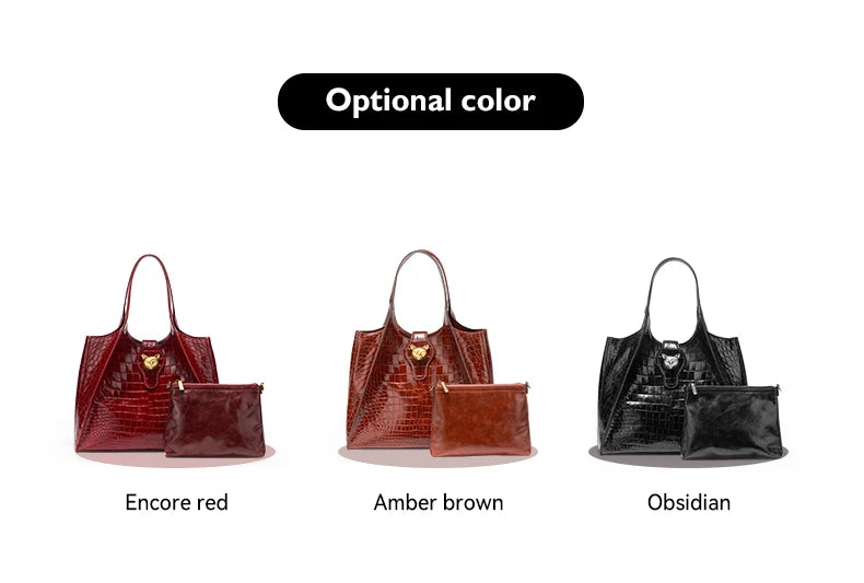 BAFELLI Croc-Embossed Genuine Leather Tote Bag