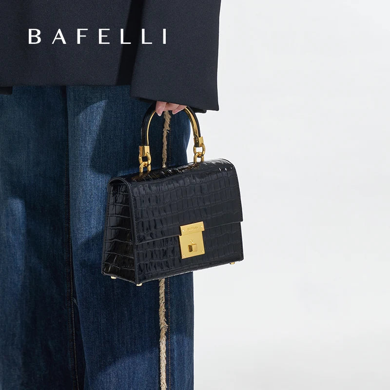 BAFELLI PURSE 2026 LUXURY BAG CROCODILE GRAIN LEATHER EVENING HANDBAG FASHION BUSINESS HANDLE CASUAL WOMEN FEMALE CROSSBODY
