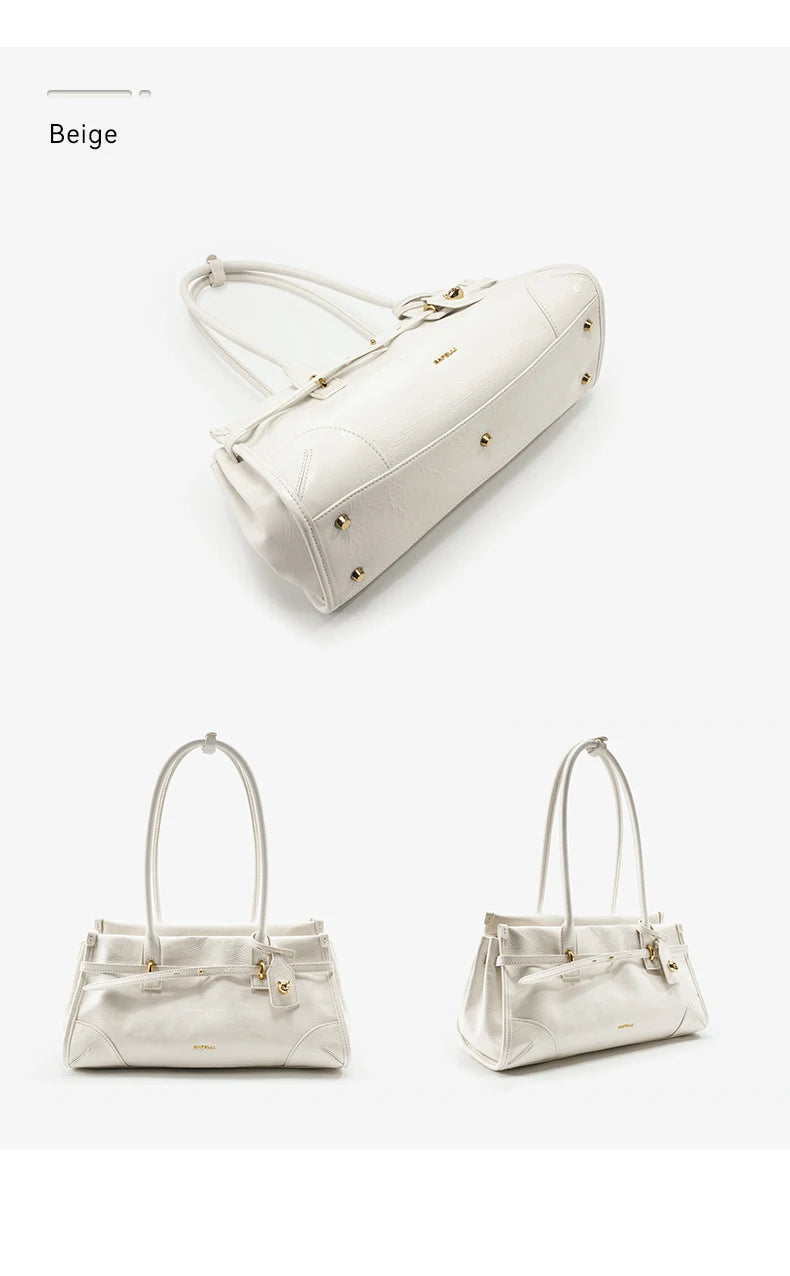 Bafelli Saffiano Leather Crossbody Tote with Chain Strap