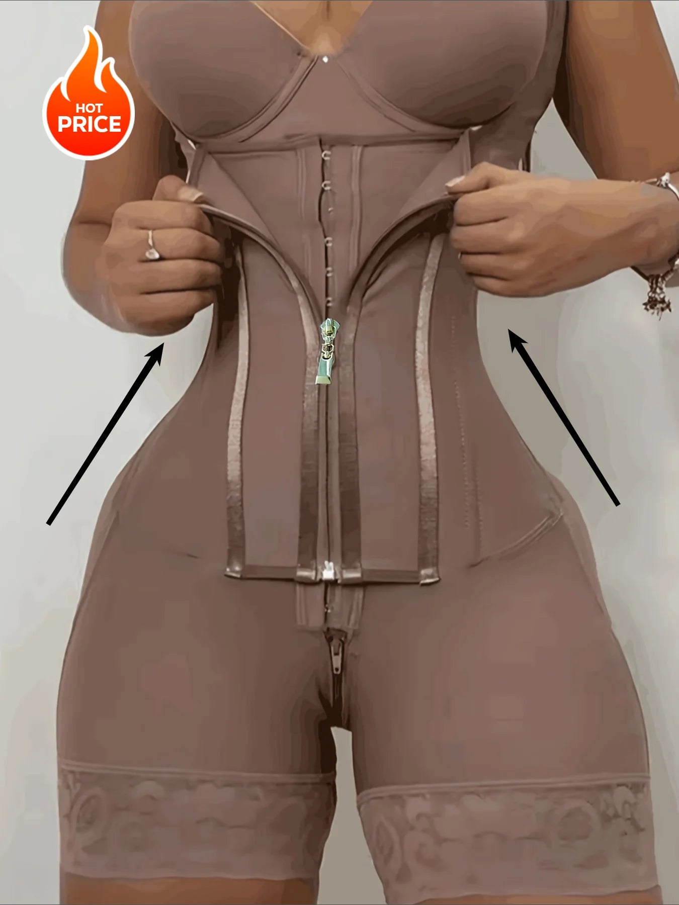 Women's Lace-Trimmed Firm Control Shapewear Bodysuit - Black