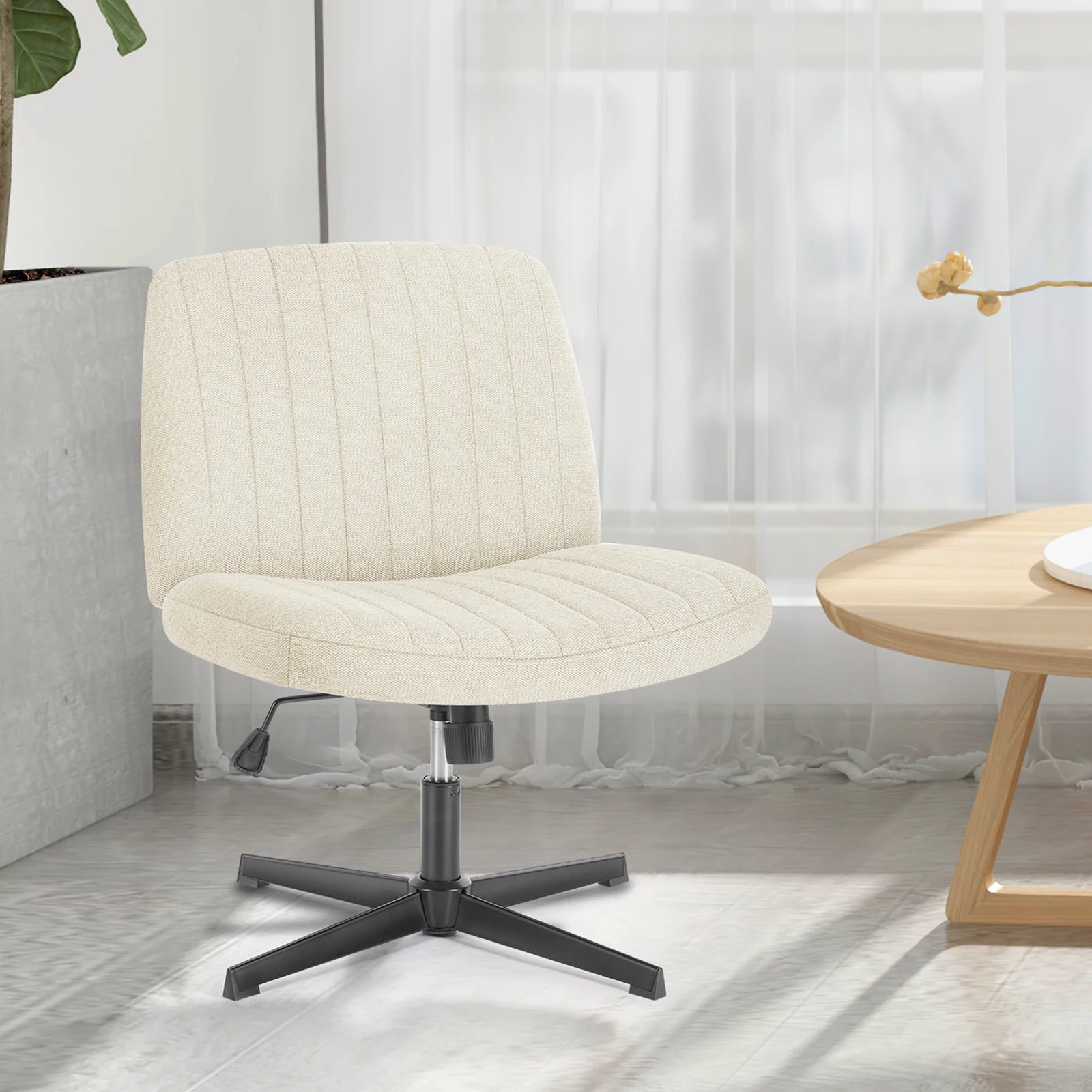 JHK Armless Wide Swivel Chair – Cross-Legged Comfort Seat