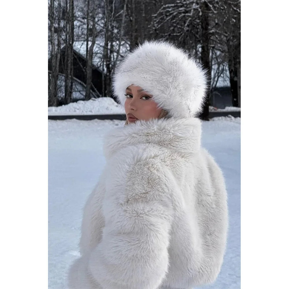 Faux Fur Hat for women for Winter leopard print hat Thickened Russian warm hat women Personality mongolian hat Fishermen Hat