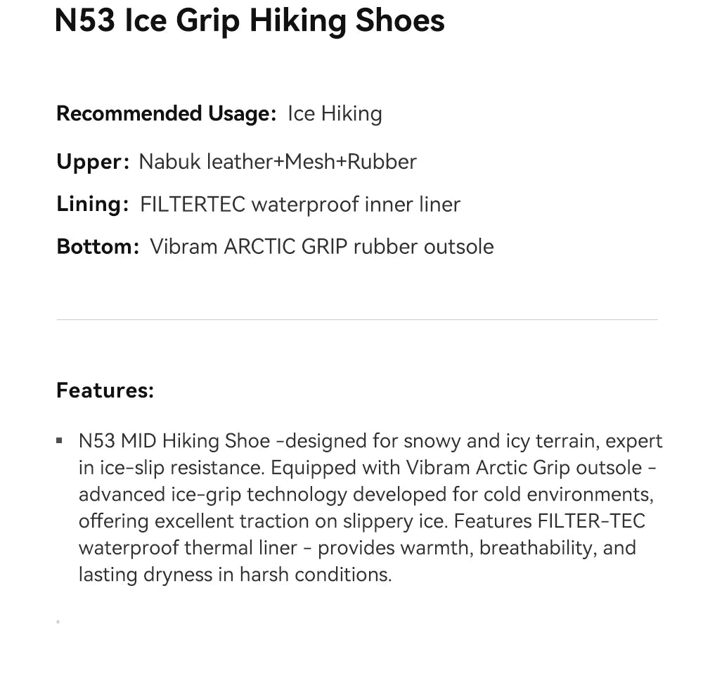 KAILAS N53-2 FLT Men's Ice Grip Anti-Slip Hiking Shoes Outdoor Waterproof Sport Sneakers KS2442150