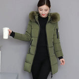 Elegant Fur-Collar Hooded Parka