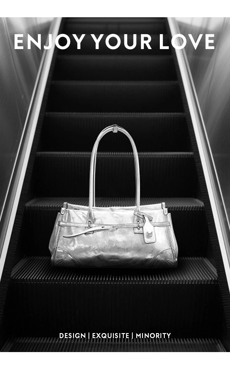BAFELLI Silver Leather Crossbody Bag for Women