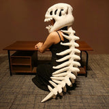 75/115CM Large Size Cool Wearable Dinosaur Skeleton Lifelike Skull Spine Plush Toys for Creative Cosplay Halloween Costume Gift