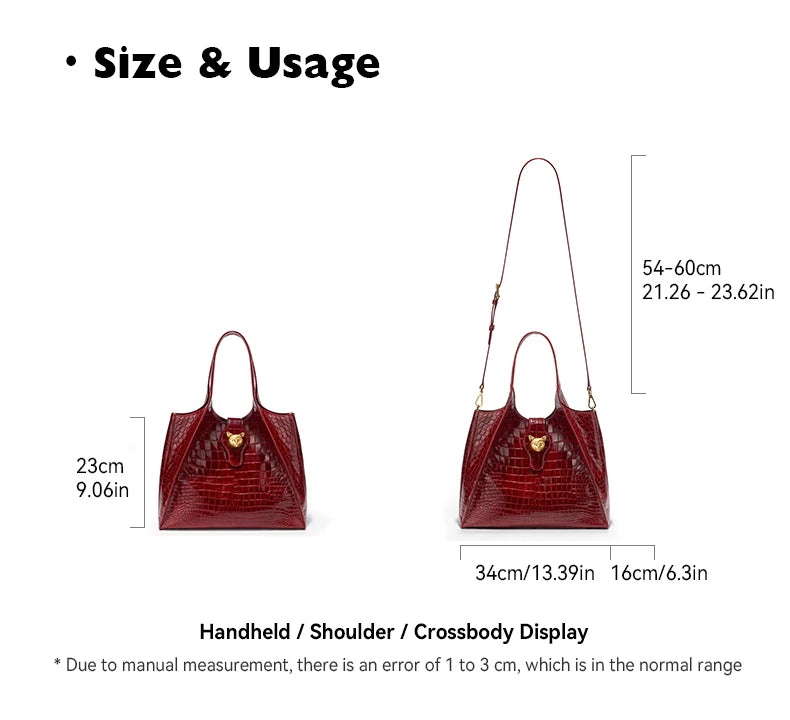 BAFELLI Croc-Embossed Genuine Leather Tote Bag
