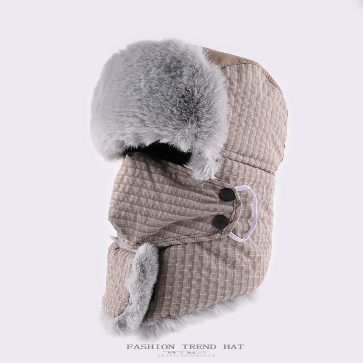 Winter outdoor ski cycling hat for men and women plus velvet thick warm ear protection Lei Feng hat neck protection cold hat