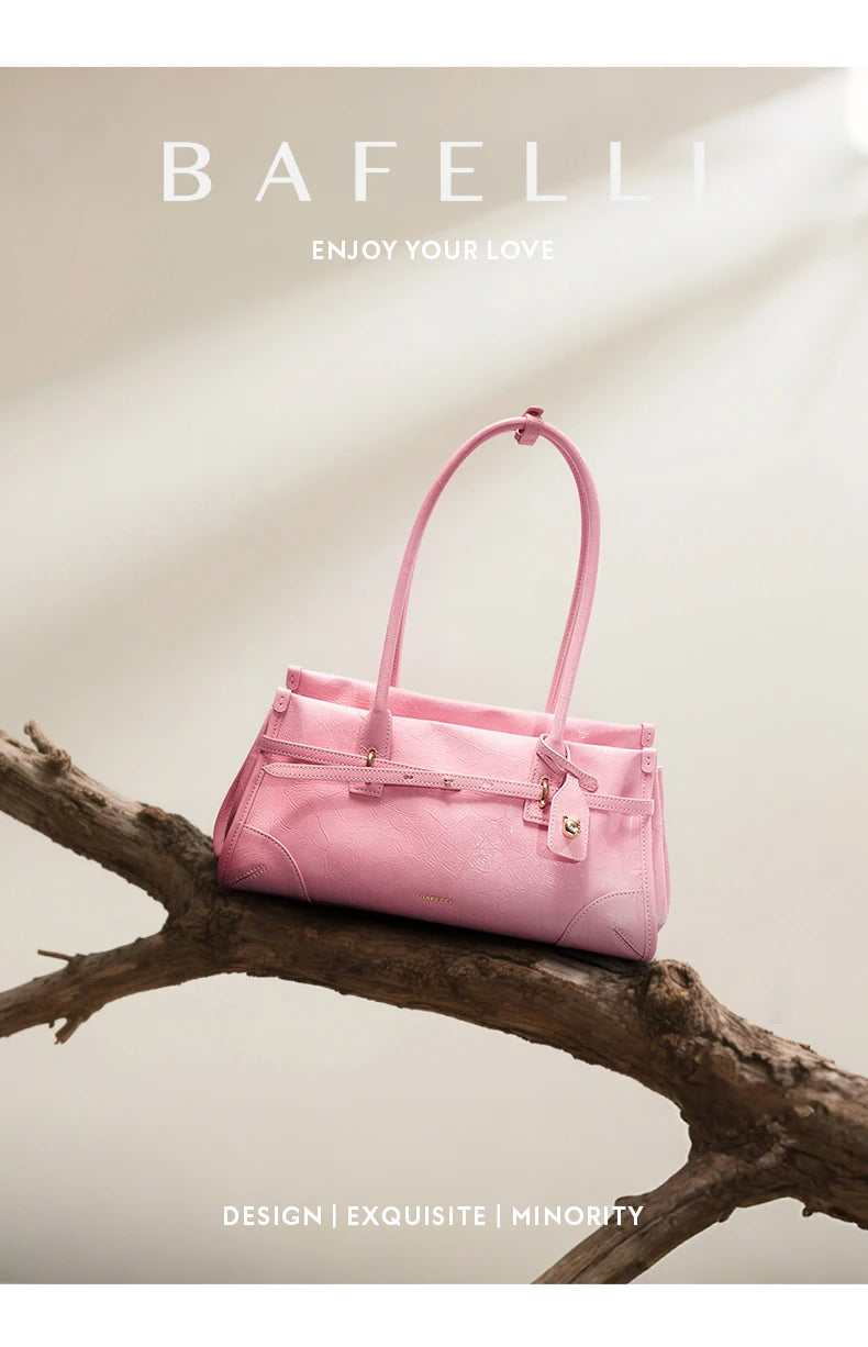 Bafelli Saffiano Leather Crossbody Tote with Chain Strap