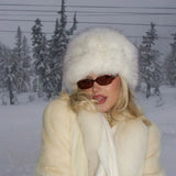 Faux Fur Hat for women for Winter leopard print hat Thickened Russian warm hat women Personality mongolian hat Fishermen Hat