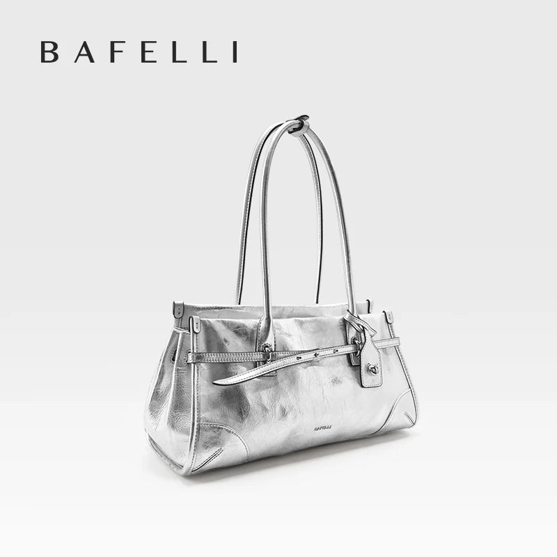 BAFELLI Silver Leather Crossbody Bag for Women