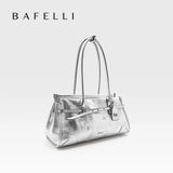 BAFELLI Silver Leather Crossbody Bag for Women