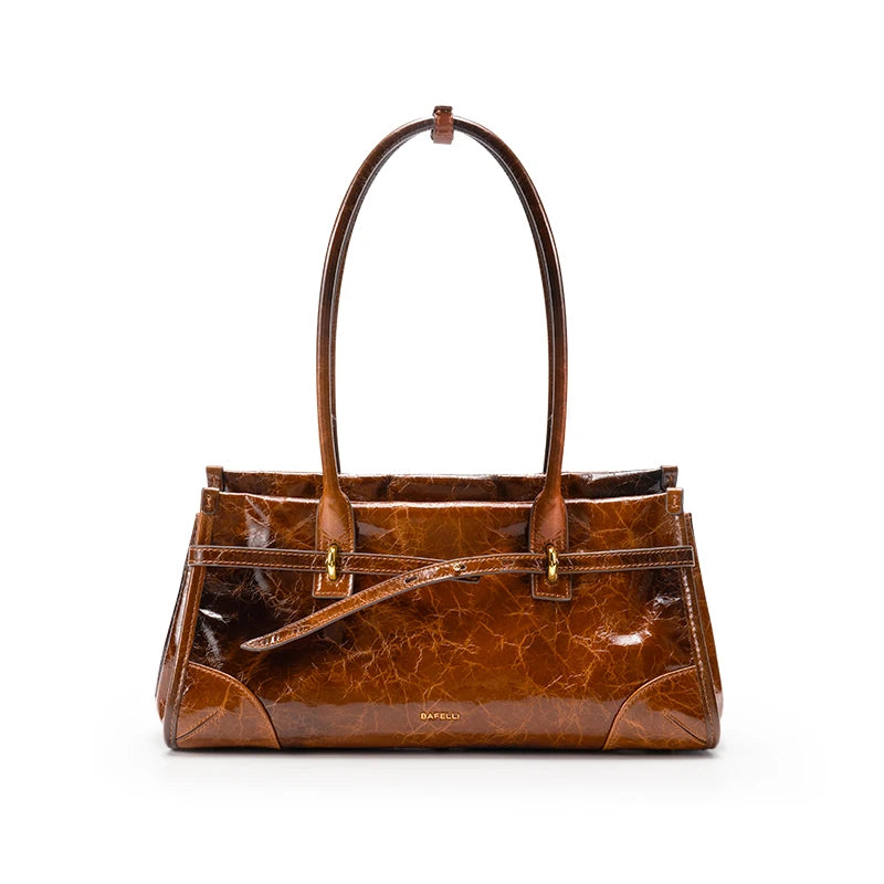 BAFELLI Vintage Baguette Bag – Genuine Oil Wax Leather