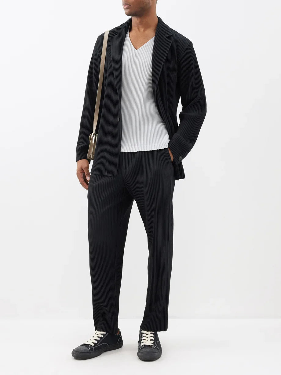 Men's Pleated Wide-Leg Pants
