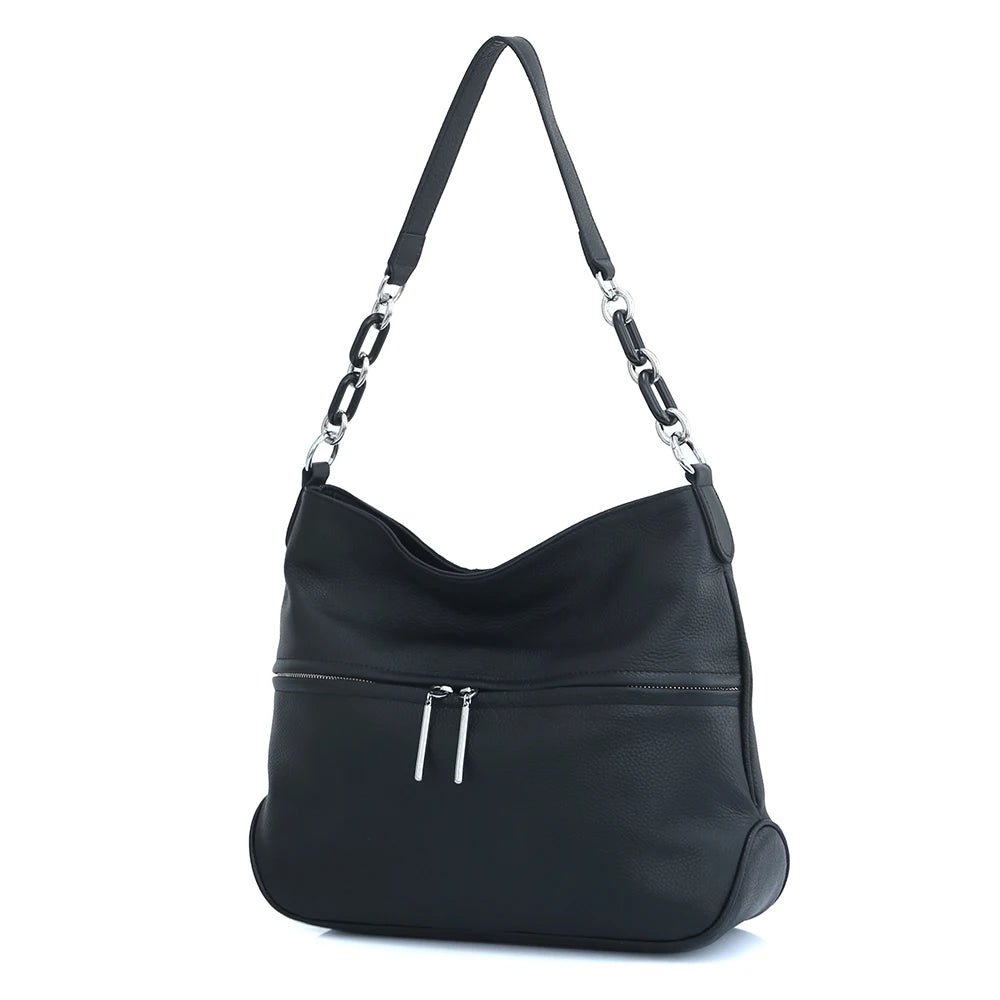 Zency Soft Cowhide Leather Winter Women's Shoulder Bag Casual Commuter High Capacity Female Crossbody Handbag Vintage Shopper