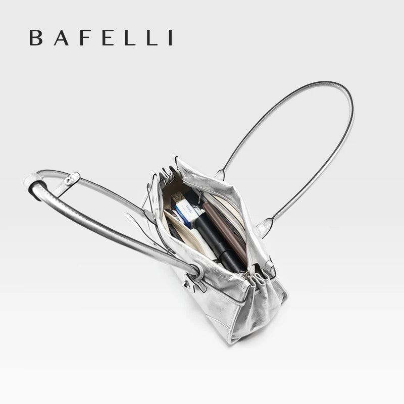 BAFELLI Silver Leather Crossbody Bag for Women