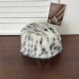 Faux Fur Hat for women for Winter leopard print hat Thickened Russian warm hat women Personality mongolian hat Fishermen Hat