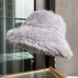 Faux Fur Bucket Hat Hot Warm Imitation Fur Thickened Autumn Winter hat Personality Fishermen Hats for women Bracer Plush hat겨울모자