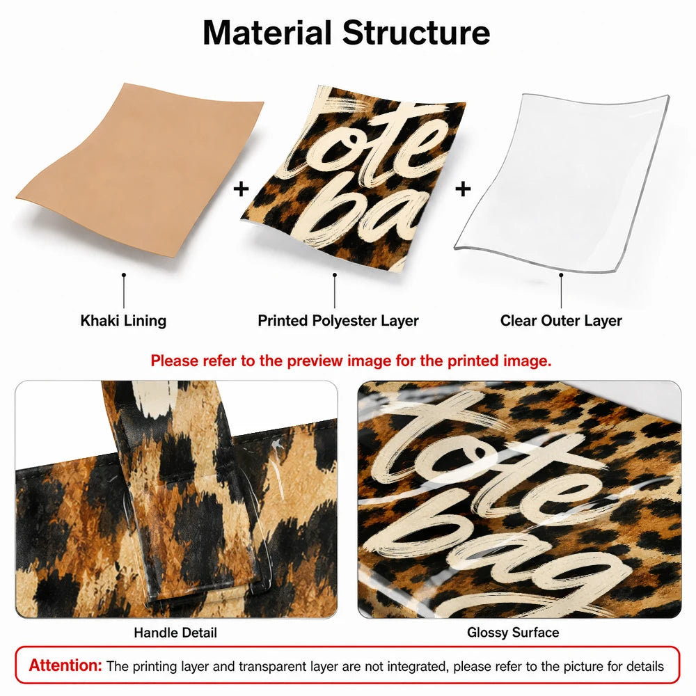 Retro Leopard Print Tote Bag with Zipper Pocket