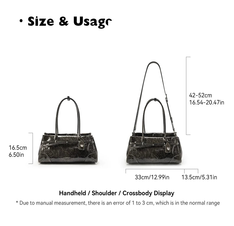 BAFELLI Vintage Baguette Bag – Genuine Oil Wax Leather