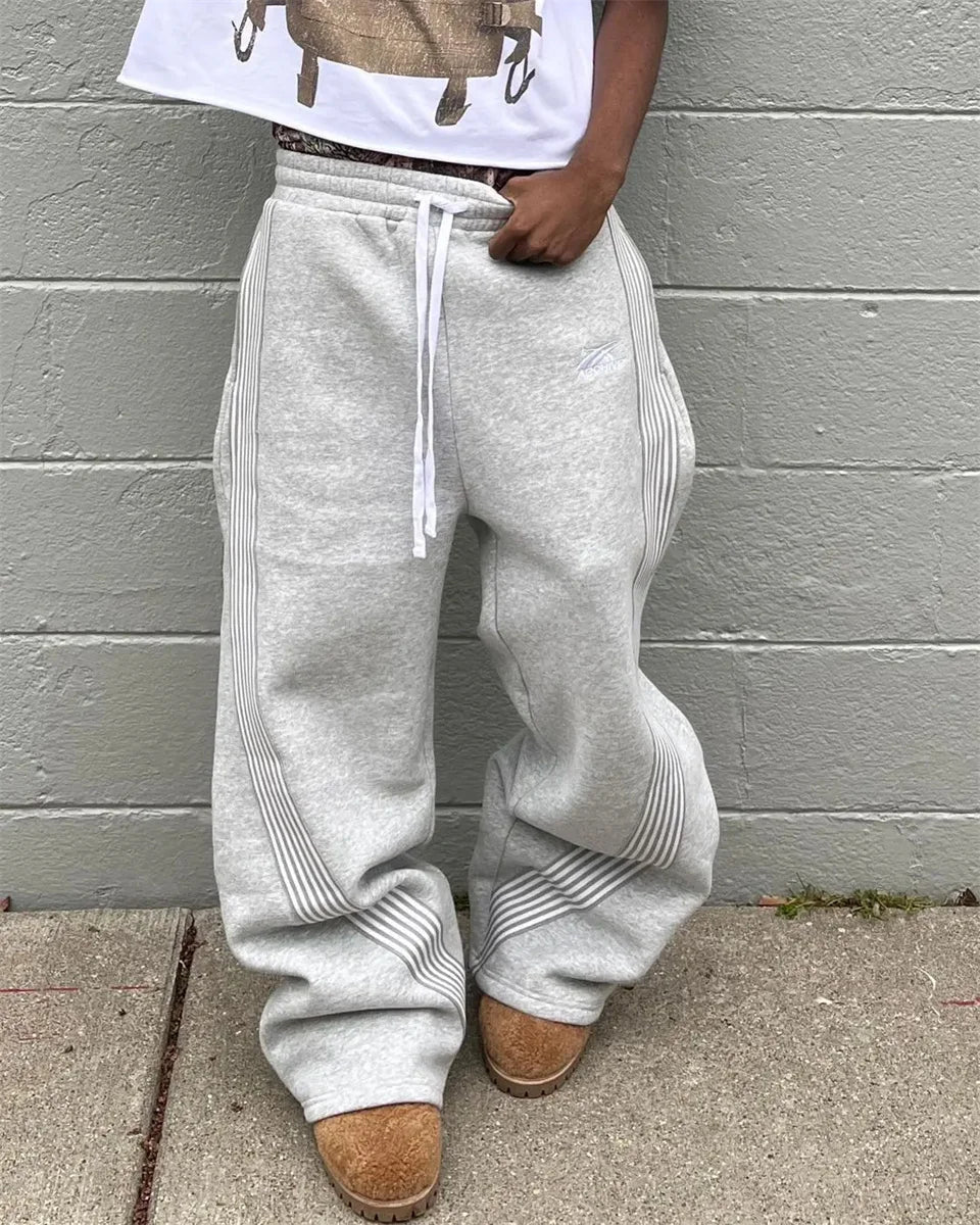 Retro Striped Wide-Leg Streetwear Pants