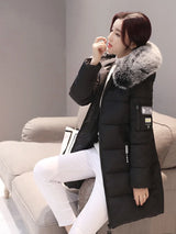 Elegant Fur-Collar Hooded Parka