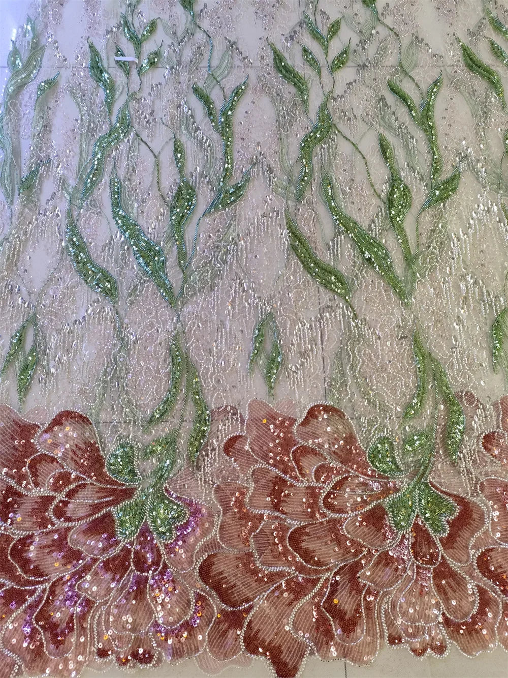 Embroidered Floral Sequin Mermaid Gown with Detachable Shawl