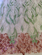 Embroidered Floral Sequin Mermaid Gown with Detachable Shawl