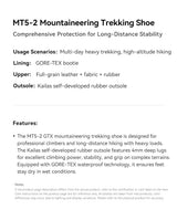 KAILAS MT5-2 GTX MID Hiking Shoes Men Sport Waterproof Anti Slip EVA Cushioning Breathable Lightweight Climbing Shoes KS2442174