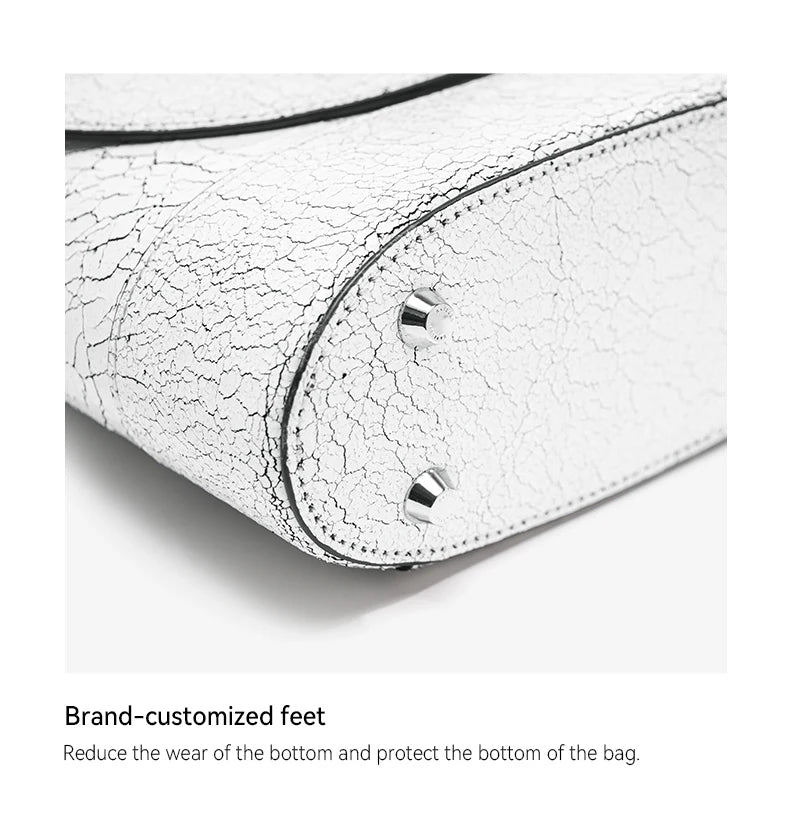 BAFELLI 2026 New Arrival: Unique Cracked Leather Shoulder Bag with Cat Head Design, Luxury Brand Mini Crossbody Bag