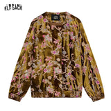 ELFSACK 2025 Gold Velvet Jacket Women's Winter Short Coat, Embroidered Goldfish Chinese Style Vintage Loose Padded Jacket