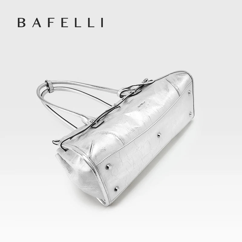 BAFELLI Silver Leather Crossbody Bag for Women