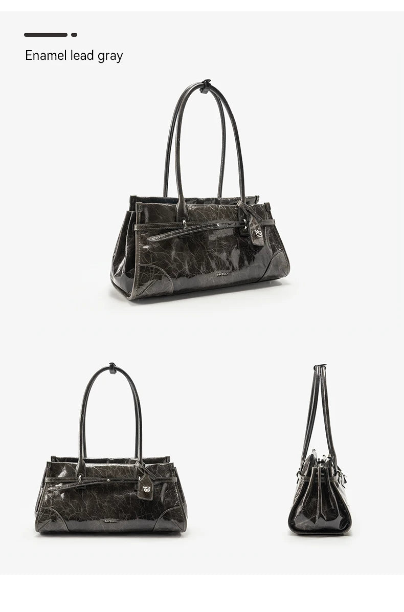 BAFELLI Vintage Baguette Bag – Genuine Oil Wax Leather