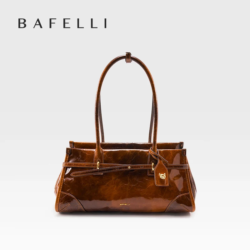 BAFELLI Vintage Baguette Bag – Genuine Oil Wax Leather