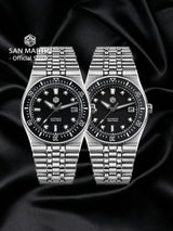 San Martin 40mm Enamel Spiral Dial Integrated Bracelet Men Diver Watch Miyota 9015 Automatic Mechanical Waterproof 200m SN0148