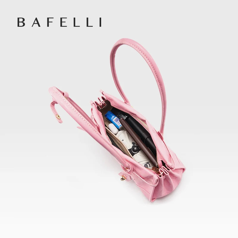 Bafelli Saffiano Leather Crossbody Tote with Chain Strap