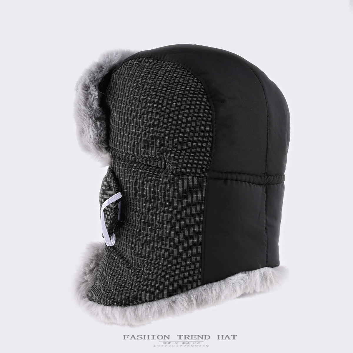 Winter outdoor ski cycling hat for men and women plus velvet thick warm ear protection Lei Feng hat neck protection cold hat